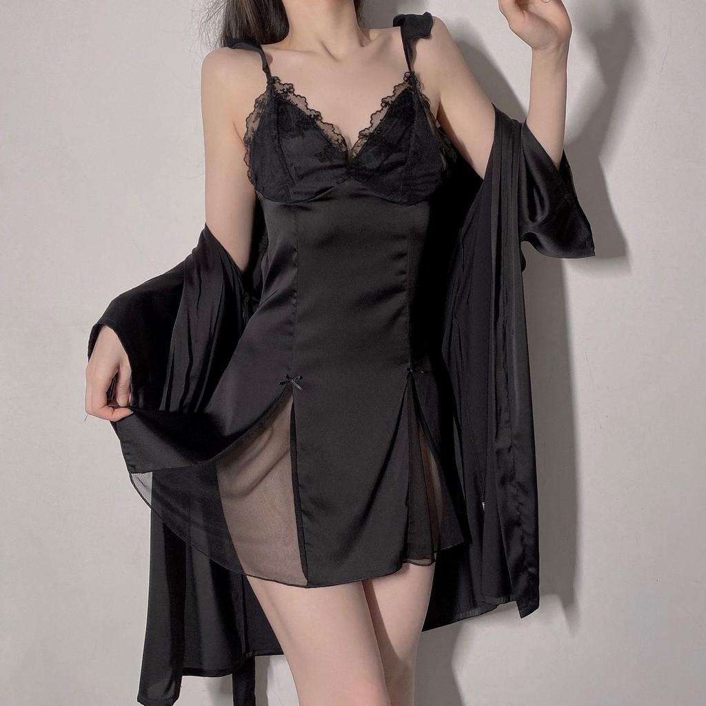 Sexy Pajamas Ladies Hot Pure Desire Private Room High Sense Summer Ice Lace Nightdress Suspender Loungewear