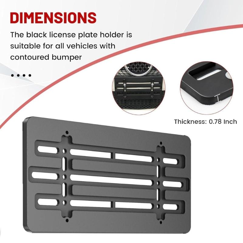 Universal Car Front Bumper License Plate Bracket for SUV Truck Mounting Kit with Screws & Screwdriver Easy Installation