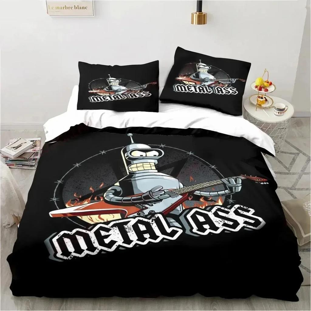 Cartoon Futuramas Bender Bedding Set Duvet Cover Bed Set Quilt Cover Pillowcase Comforter King Queen Size Boys Adult Bedding Set