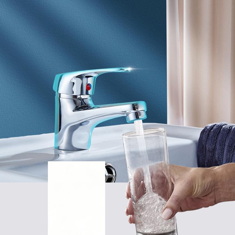 Hot Cold Basin Faucet Single Handle Bathroom Sink Tap Brass/Alloy Construction with 60cm Flexible Water Hoses