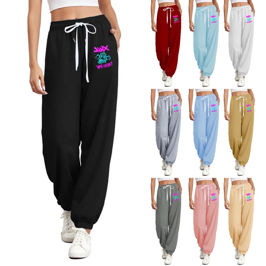 Women's Casual Fashion Printed Loose Drawstring Elastic Waist Straight Leg Sweatpants