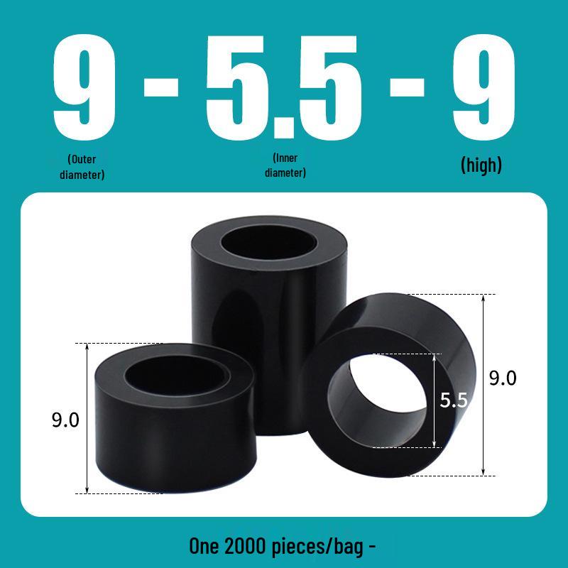 M5 Black Washer Hollow Pass-Through ABS Gasket Spacer, PC Board Isolation, Round Hole Sleeve Insulation Support Post.