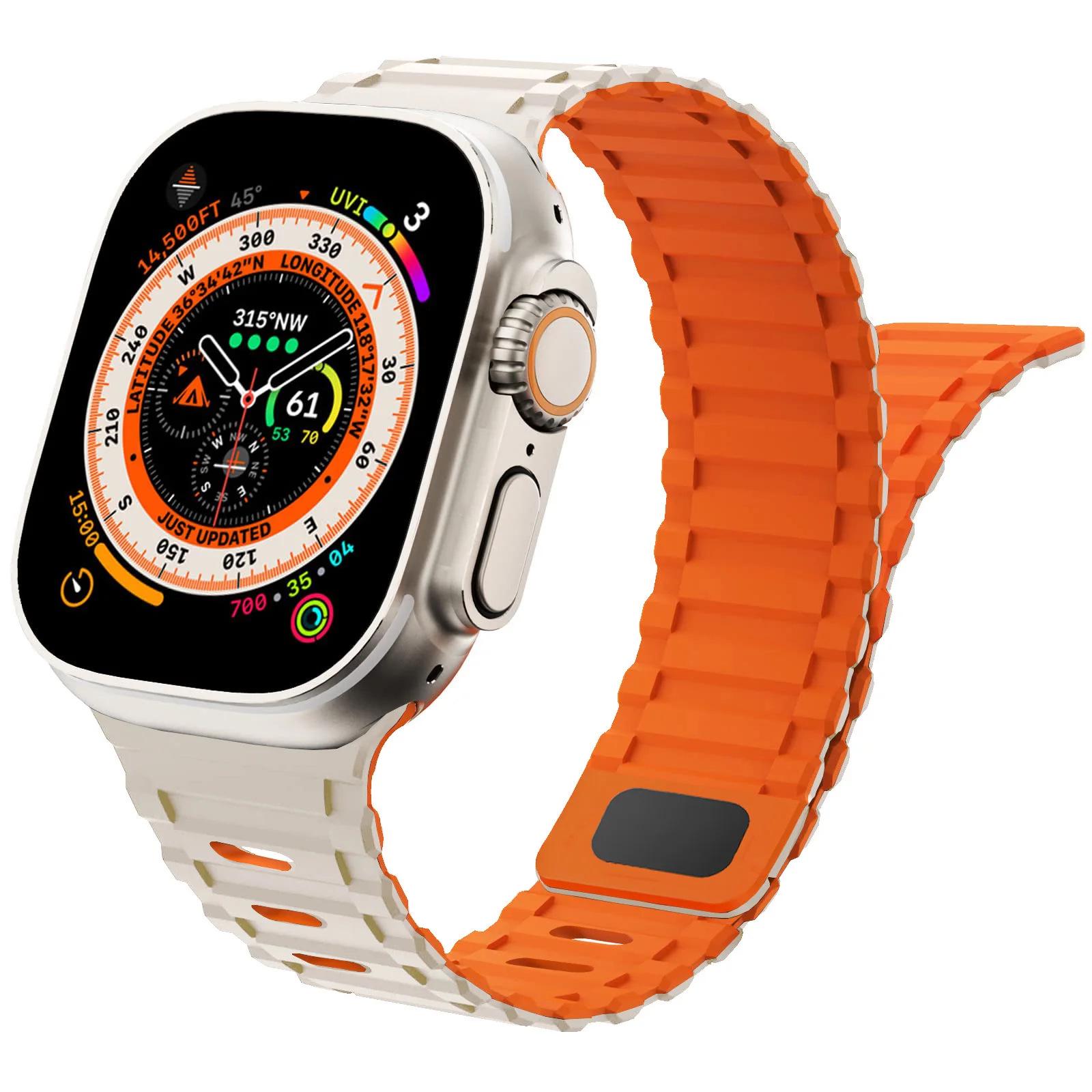 

Apple Watch Series 1-9 Sports Magnetic Mangosteen Silicone Strap 42/44/45/46/49mm
