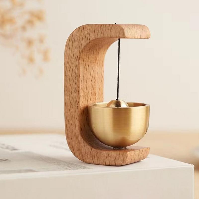 Magnetic Door Entrance Bell with Double-sided Tape Wooden Brass Rustic Loud Door Chime For Sliding Door Decoration