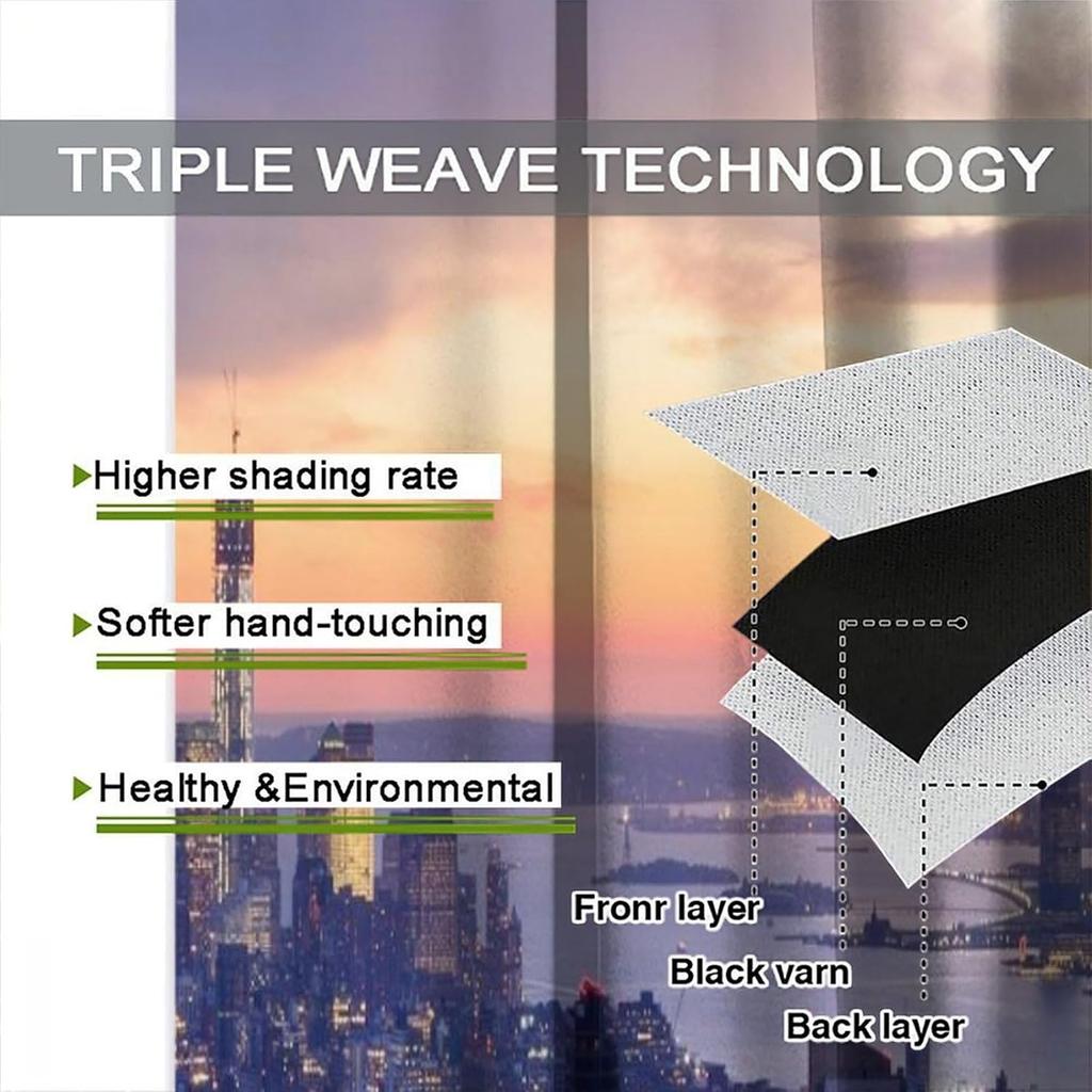 Modern Curtains, New York City Skyline with A Skyscrapers At The Night with Sunset American Urban Li for Living Rooms and Bedrooms Drapes 2 Panels