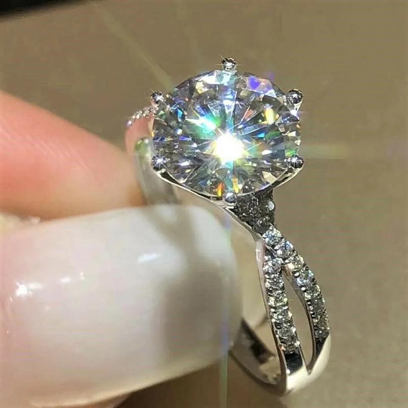 Cao Shi Classic Six-Claw Micro-Inlaid Women's Luxury Fashion Wedding Ring