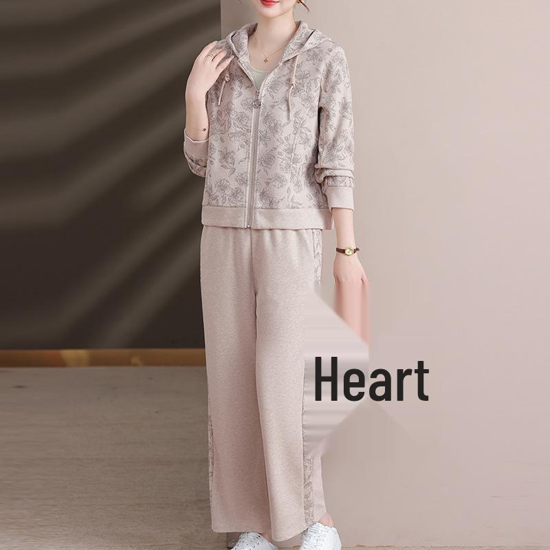 

Mom s 2026 Stylish Plus Size Spring/Autumn Sports Suit for Middle-Aged & Elderly Women 4XL for 65-72.5 kg світло-сірого кольору