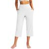 Summer Women Sports Yoga Pants Astic High Waist Casual Active Fit Wide Capris Leg Pants Yoga Leggings Soft Gym Knee Length with Pockets