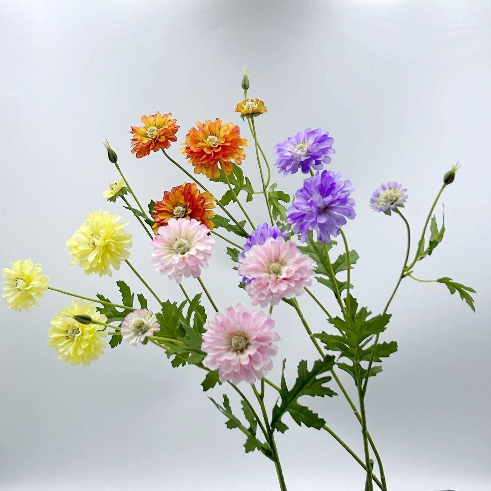 54CM Artificial Silk Flowers Artificial Silk 4 Heads Design Chrysanthemum Bouquet Nordic Style Bridal Bouquet