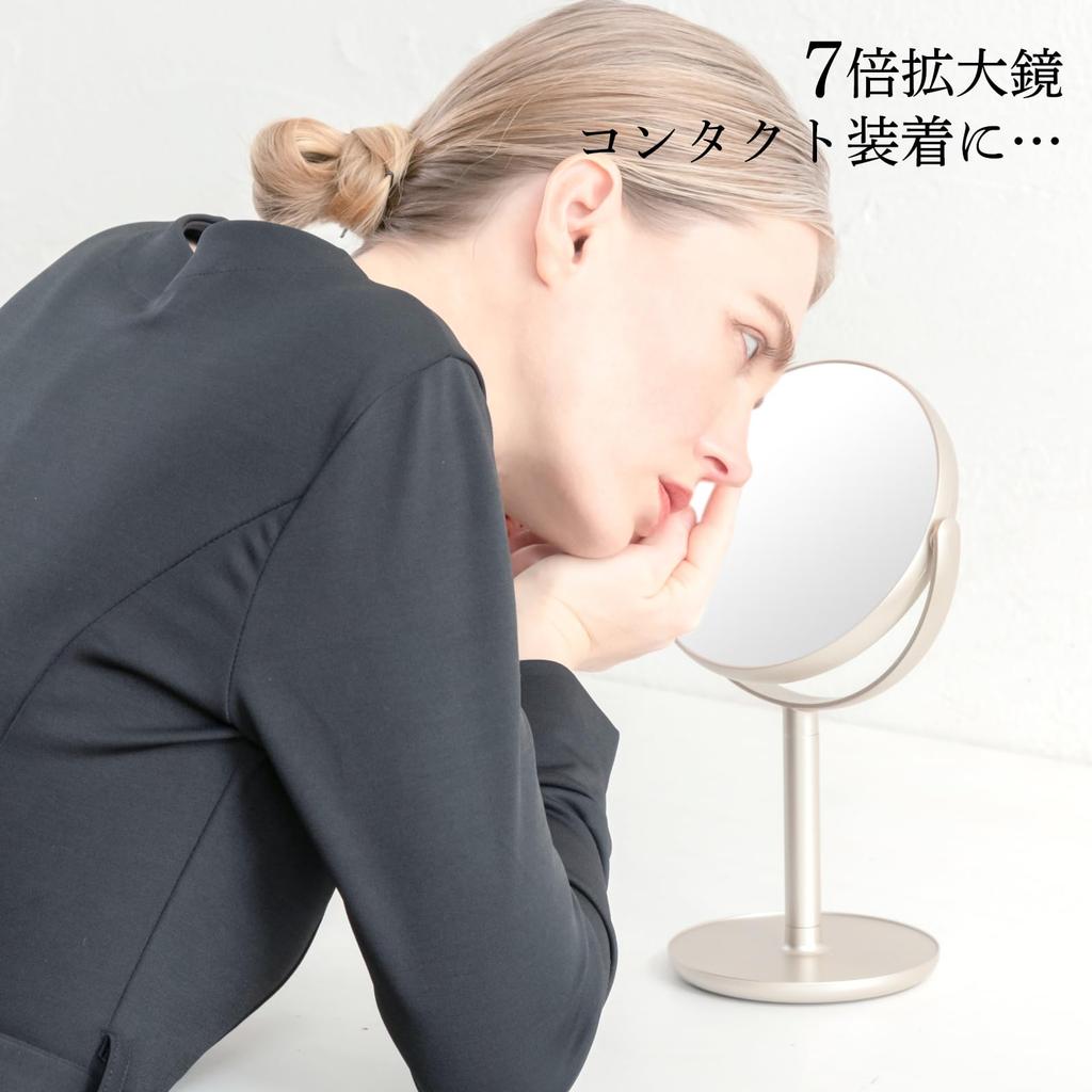 HORIUCHI MIRROR Double-Sided Standing Mirror with 7x Magnification for Detailed Viewing, Makeup Mirror, Perfect Gift for Respect for the Aged Day or M