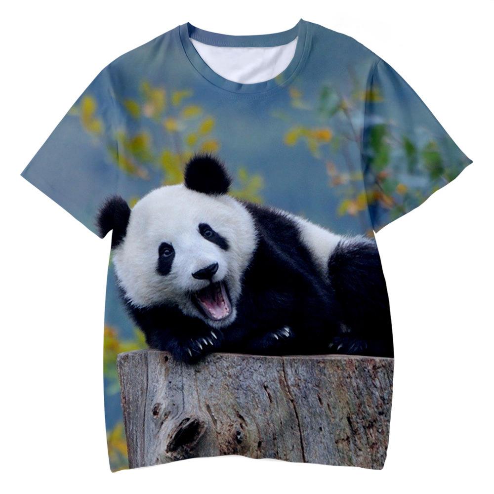 Cute Panda T-shirt Funny Animal 3D Print Men Short Sleeve T Shirts Streetwear Harajuku Y2K Tees Tops Unisex Kids Clothing