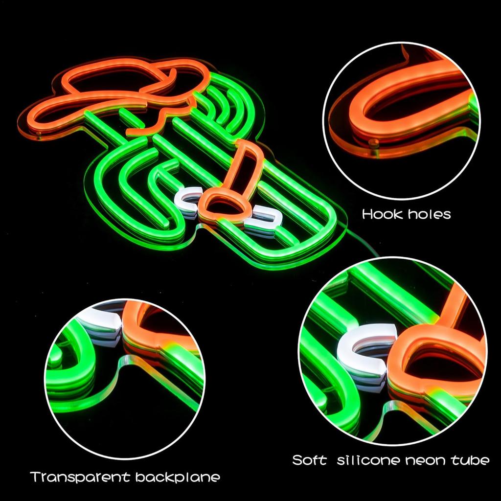 Cactus Neon Sign Cowboy Hat Neon Light for Wall Decor Cowboy Led Neon Sign Colorful Led Neon Light Plant Neon Signs for Bedroom Bar Game Room Man