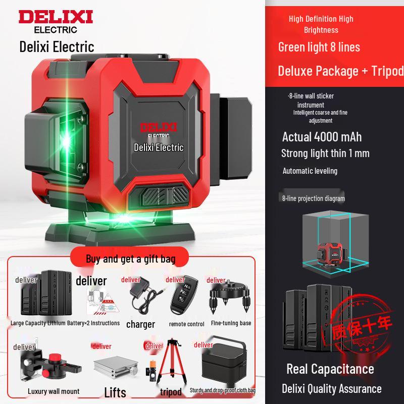 Delixi 12-Point High-Precision Green Laser Level for Outdoor Use