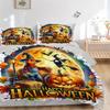 3pcs Scarecrow Halloween Design Quilt Cover Set (1 Quilt Cover + 2 Pillowcases Without Pillow Core), High-Definition Printing for Home and Dormit