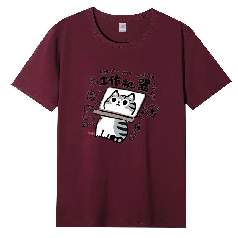 

Футболка из хлопка с круглым вырезом и коротким рукавом, женская свободная футболка с принтом на весну и осень 3XL