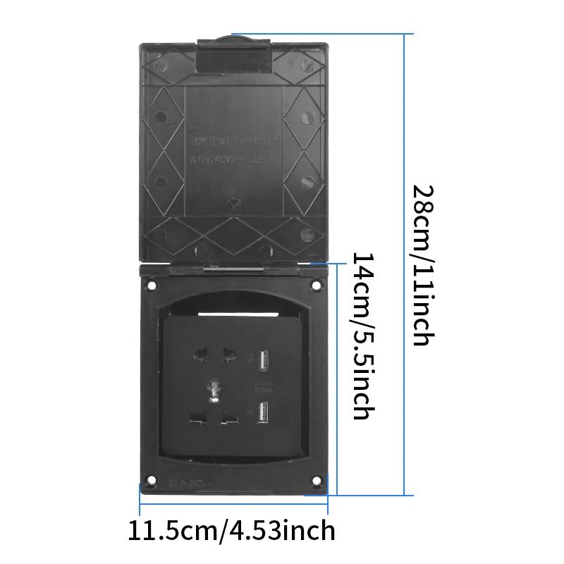 86mm Waterproof Power Outlet Box – USB & AC Socket for RV, Motorhome & Caravan (IP65)