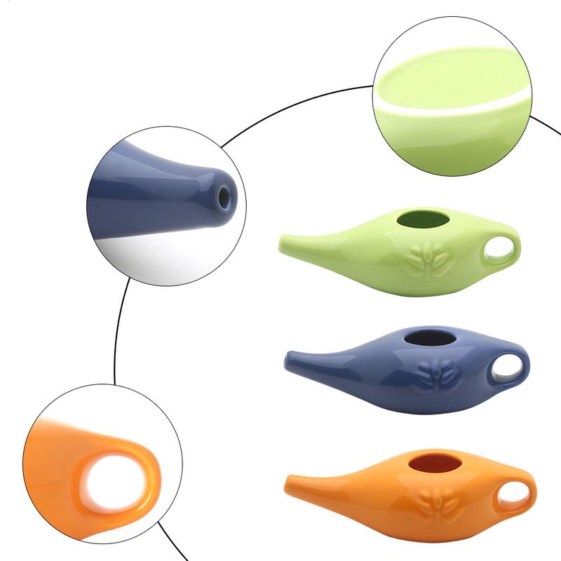 Kit de Lavage Nasal Pot Neti en Céramique Pot à Bec Confortable Pour Sinusite Rhinite Allergie Pour la Santé des Sinus