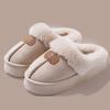 Thick Bottom Home Fluffy Slippers Women Winter Soft Sole Warm Plush House Slippers Woman Closed Toe Non-slip Cotton Shoes