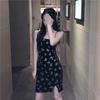 Summer New Hong Kong Flavor Retro Niche Hip Wrap Suspender Short Skirt Women's Fashion Temperament Muse Fan Dress