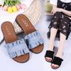 Fashion Big Size Women Slippers Candy Color Slides Woman Shoes Summer Flats Denim Slippers Lace Slide Wrinkle Ladies Shoes Zapatos Mujer