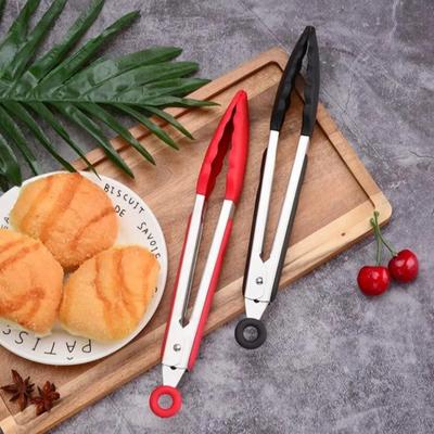 1PCS Silicone Food Tong Stainless Steel Kitchen Tongs Silicone Non-slip Cooking Clip Clamp BBQ Salad Tools Grill Kitchen Accessories