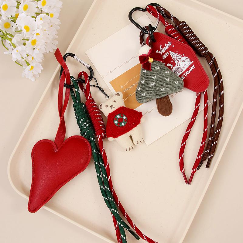 1Pc Christmas Wreath Party Braided Ornaments Mobile Phones Key Accessories Friends Gifts Keyholders Xmas Bag Pendant