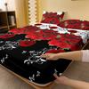1 Simple Modern Plant Flower Butterfly Printed Matte Fitted Sheet, Bedroom Printed Bed Cover, Bedding (Excluding Pillowcases)