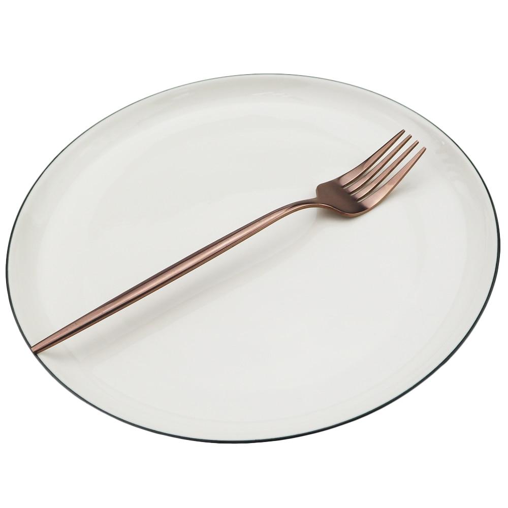 6pcsset Fork Salad Set Dinner Fork Dinnerware Cutlery Stainless Steel Long Handle Fork Blcak Rainbow Gold Fork Tableware Silverware Set