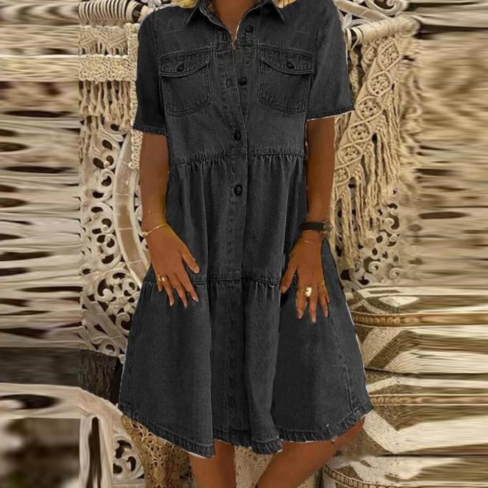 

Женское модное платье из искусственного денима с карманами и пуговицами, тонкое платье