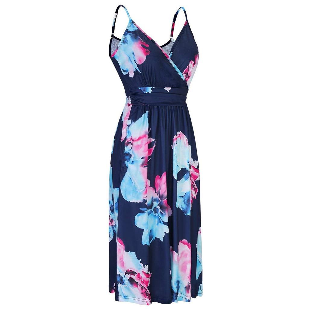 Women Casual Loose Pocket  Dress Fashion Beach Style Sleeveless Temperamental