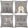 Christmas Snowman Snowflake Print Pillow Cover Linen Home Living Room Cushion Cover Bedroom Pillow Cover