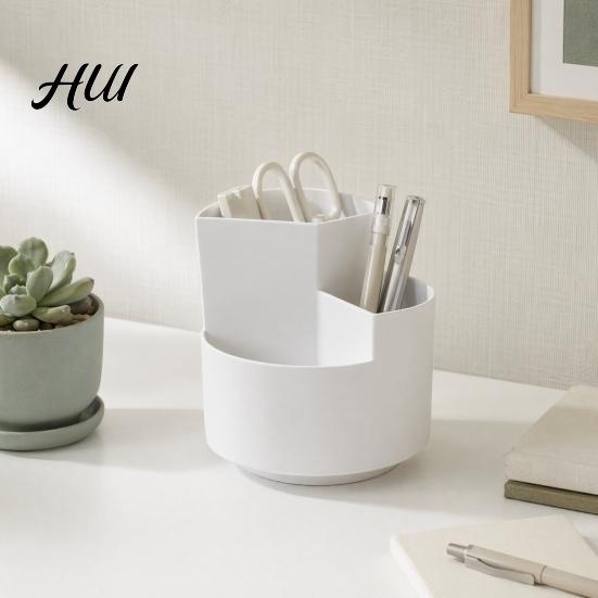 Multi-compartment Pen Holder 360 Degree Rotating Holder, Large Capacity Office Desk Organizer Desktop for School Home Storage Makeup Brush