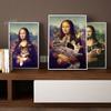 Funny Mona Lisa Art Poster Mona Lisa and Cats Canvas Painting Retro Wall Art Pictures for Living Room Home Decorarion (No Frame)