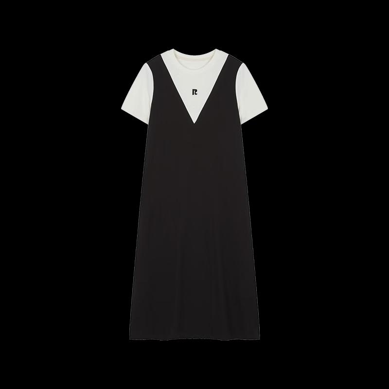 Women's Casual Faux Two-Piece Color Block A-Line Dress