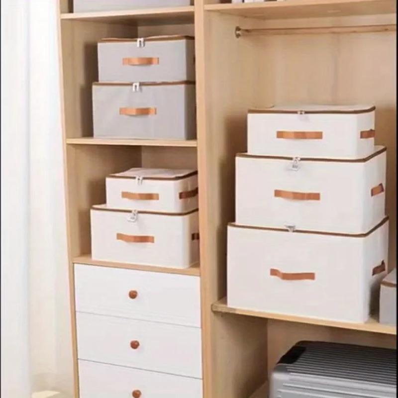 White Zippered Storage Box - Heavy Duty Linen Organizer for Clothes, Jewelry, Shoes & Accessories, Travel & Home Use