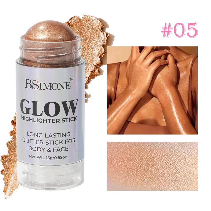 Body Shimmer Powder Highlighter Stick Facial Makeup Waterproof Sweat-Resistant Non-Fading Brightening Eyeshadow Highlighter