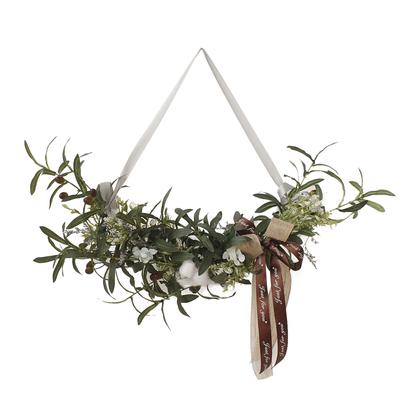 Simulation Silk Flowers Artificial Olive Branch Leaves Cotton Wreath Lintel Decorative Flowers