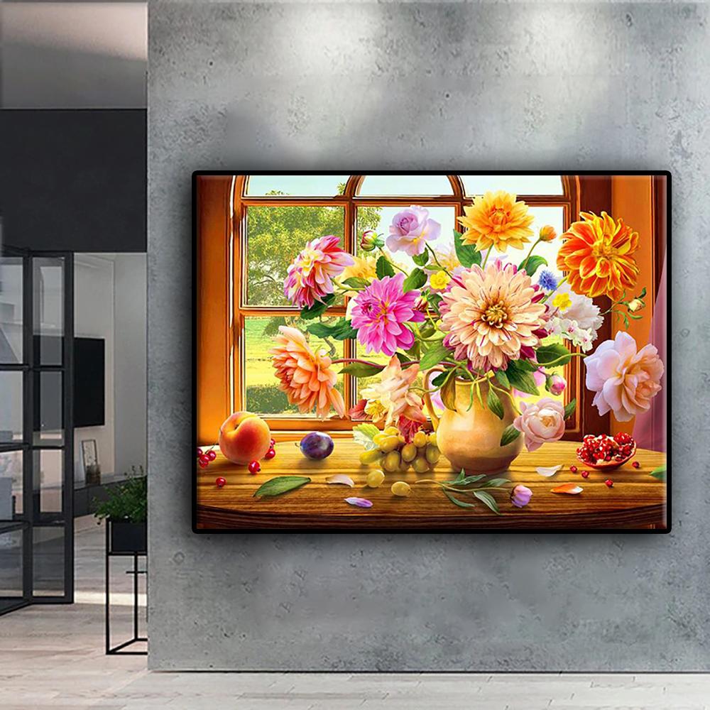 5D Diamantmalerei Blume Topfpflanze DIY Diamantstickerei Strass Heimdekoration