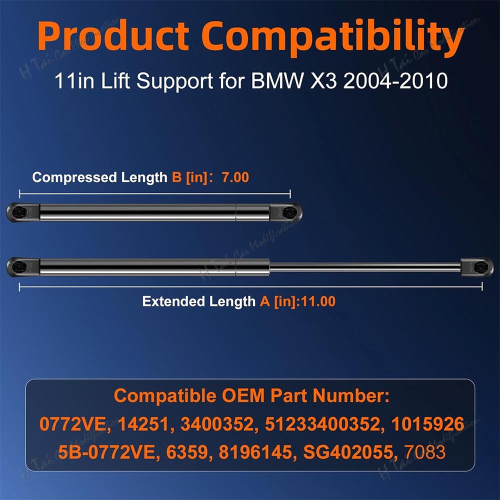 51233400352 2Pcs Front Hood Struts Lift Support Shock Struts For BMW X3 E83 2003 2004 2005 2006 2007 2008 2009 2010