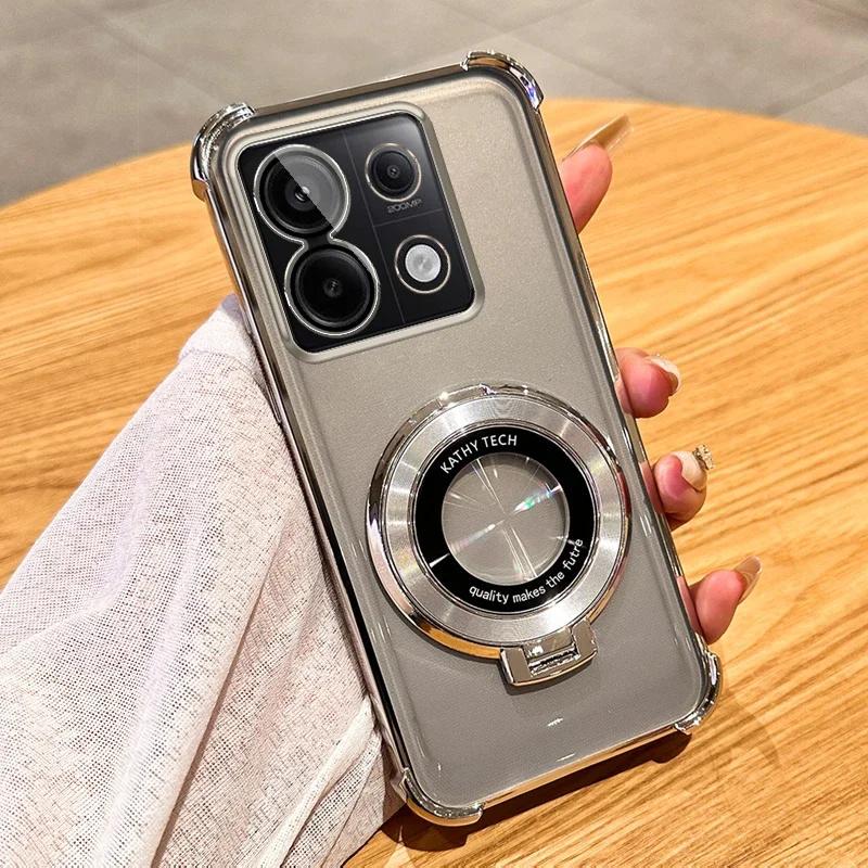 

Прозрачный противоударный чехол-держатель Magsafe с магнитной подставкой для Xiaomi Redmi Note 13 Pro 13R 12 11 10 Redmi 9 9C 10 12 Redmi Note 13 Pro серебряный