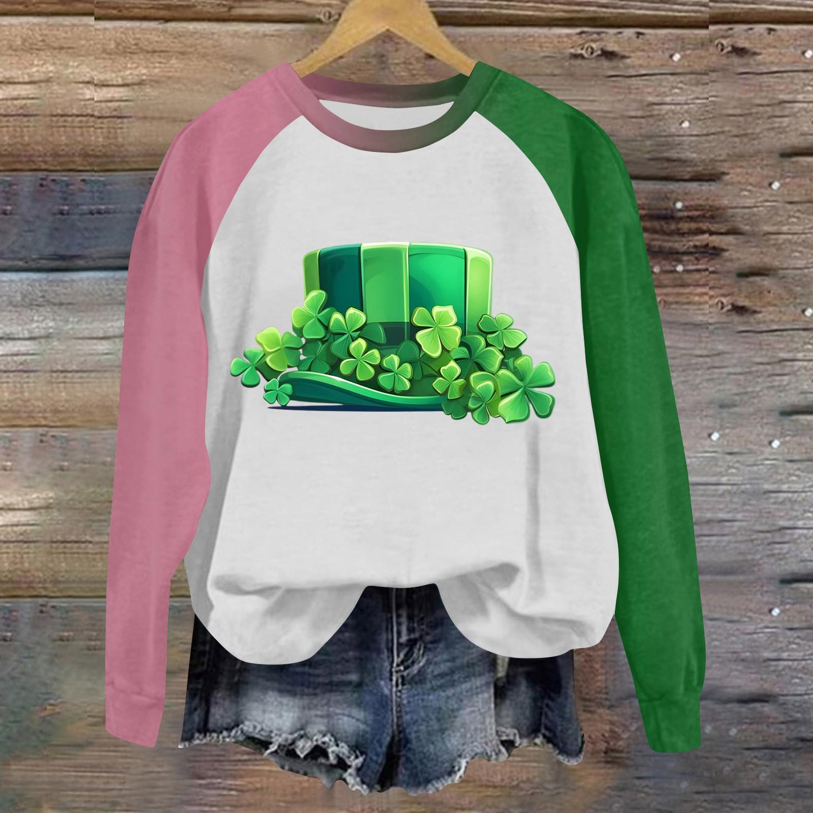 

Женская стильная ул.. Свитшот с длинными рукавами и круглым вырезом с принтом ко Дню Святого Патрика XXXL