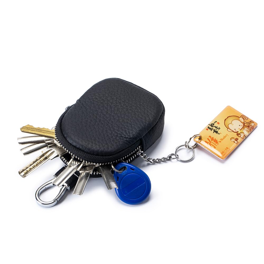 Yocipa Genuine Leather Smart Key Case for Men with Key Ring and Key Chain, Multifunctional Key Holder for Women, Compact Leather Accessory Case