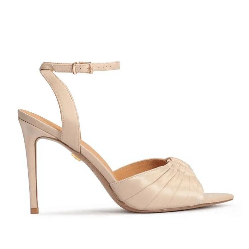 Fashion Brand Fashion Fish Mouth Metal Ring Fine Heel Sandals  European American Ankle Strap Banquet Simple High-heeled Shoes Size 34-45