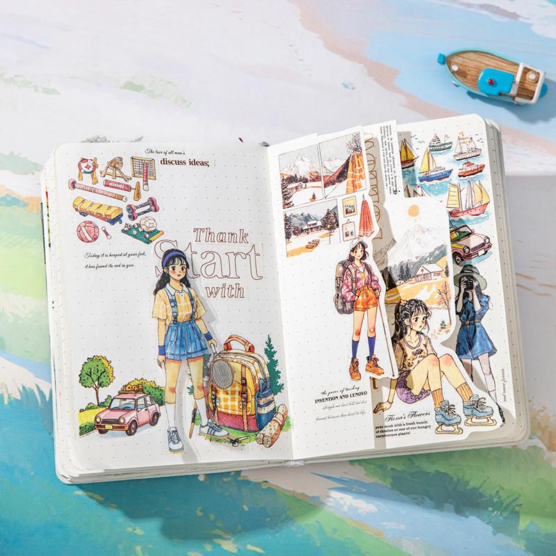 Journal GO 20pcs Nini's Travel Plans Cute Stickers for Collage Junk Journal Scrapbooking Decoration Statioeny Decals