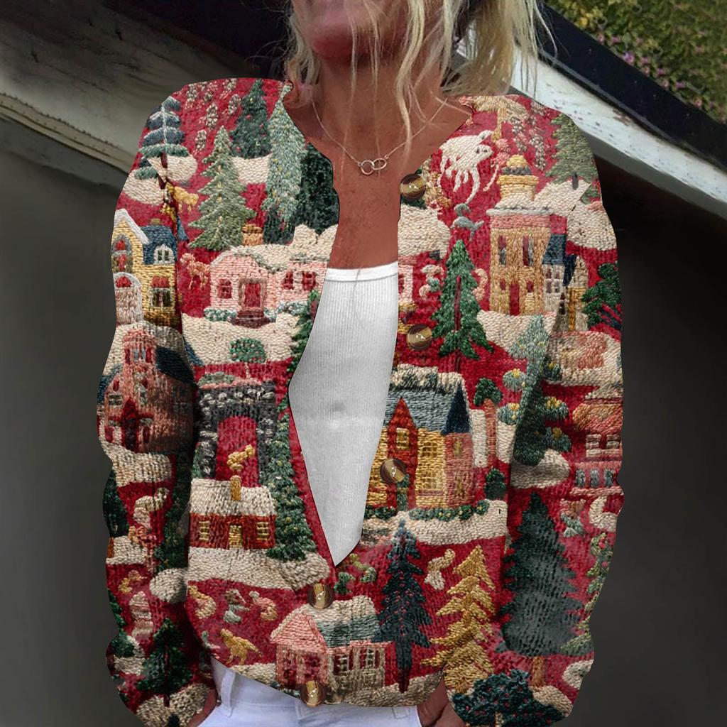 Langermet strikket cardigan-jakke med knapp ned for kvinner