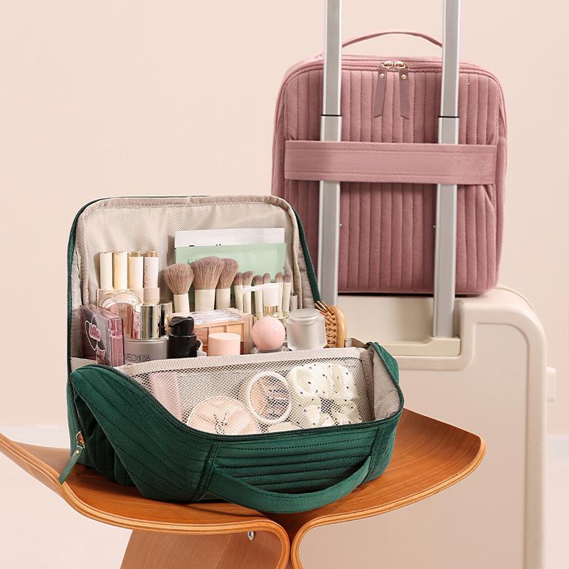 Upright Makeup Bag Large Capacity Portable Cosmetic Organizer Travel Toiletry Case with Handle Women Portable Cosmetic Case