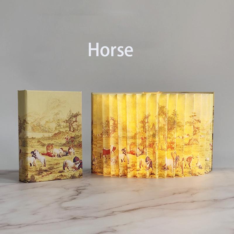 LED Foldable Book Lamp Wooden Paper Mood Light Type-C Charging Night Light Bedside Table Lamp for Home Bedroom Office Decor Gift