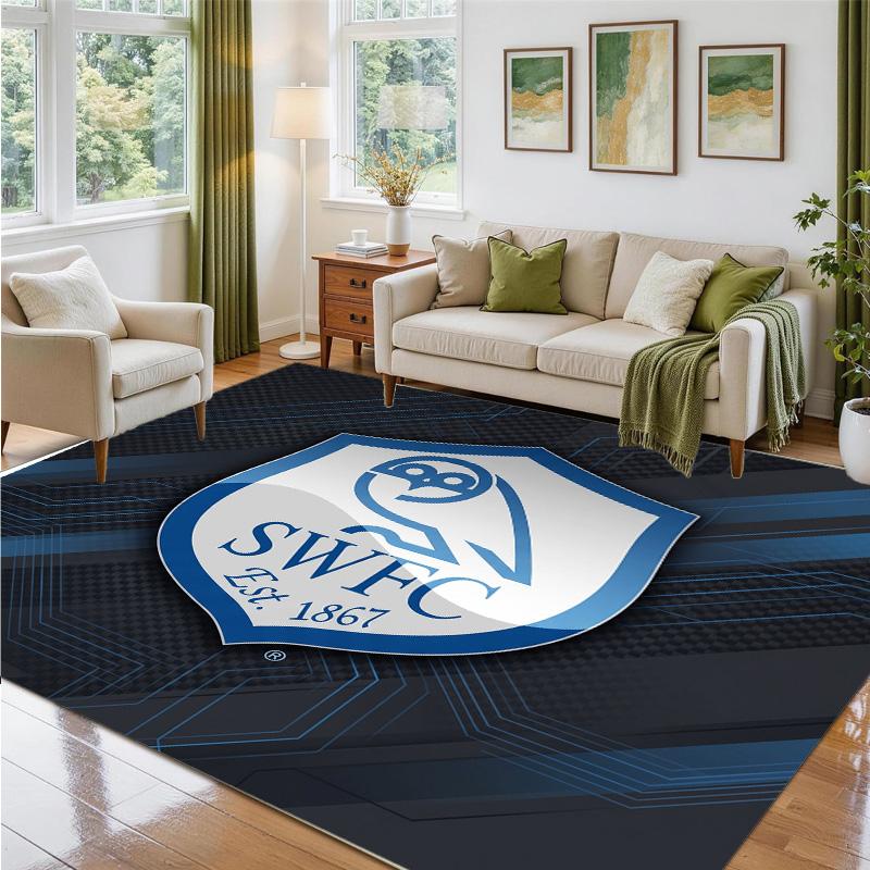 Sheffield Wednesday Design Crystal Velvet Rug Soft Decorative Mat for Bedroom Entrance