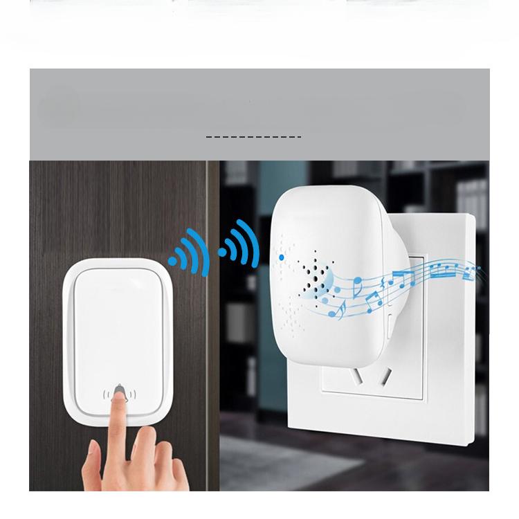 EU plug Wireless Doorbell, Home Communication, Digital Music, Dingdong Doorbell, Elderly Pager, Remote Control with Self Generating Power