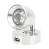 RV LED Reading Light Press Dimming Switch USB Port Wall Mount Car Interior Light for Caravan Camper Boat Silver Neutral